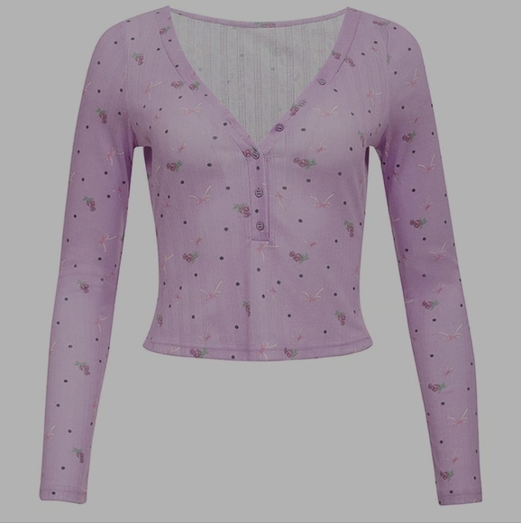 For Love And Lemons Pointelle Long Sleeve Sleep Set Size Medium - Picture 7 of 13